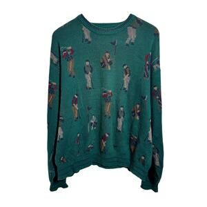 Vintage Carmel Golf Cotton Sweater Men XL Green Preppy Old Money Grandpacore